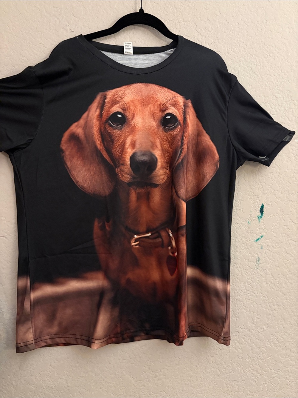 Black Dachshund Print Pet Lover T-Shirt front and back design